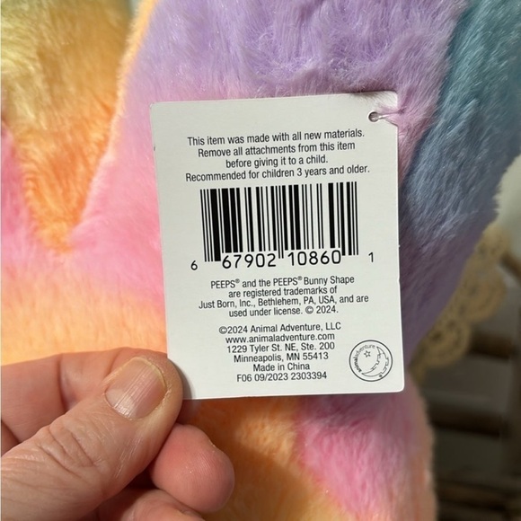 NWT PEEPS ANIMAL ADVENTURE 16 INCH RAINBOW PLUSH BUNNY PEEP - Picture 3 of 11